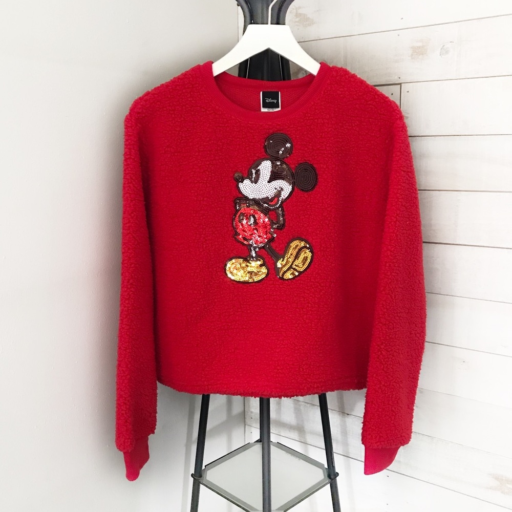 NWT Disney Mickey Mouse 90 Years Commemorative Red Sweater Girls Size Large